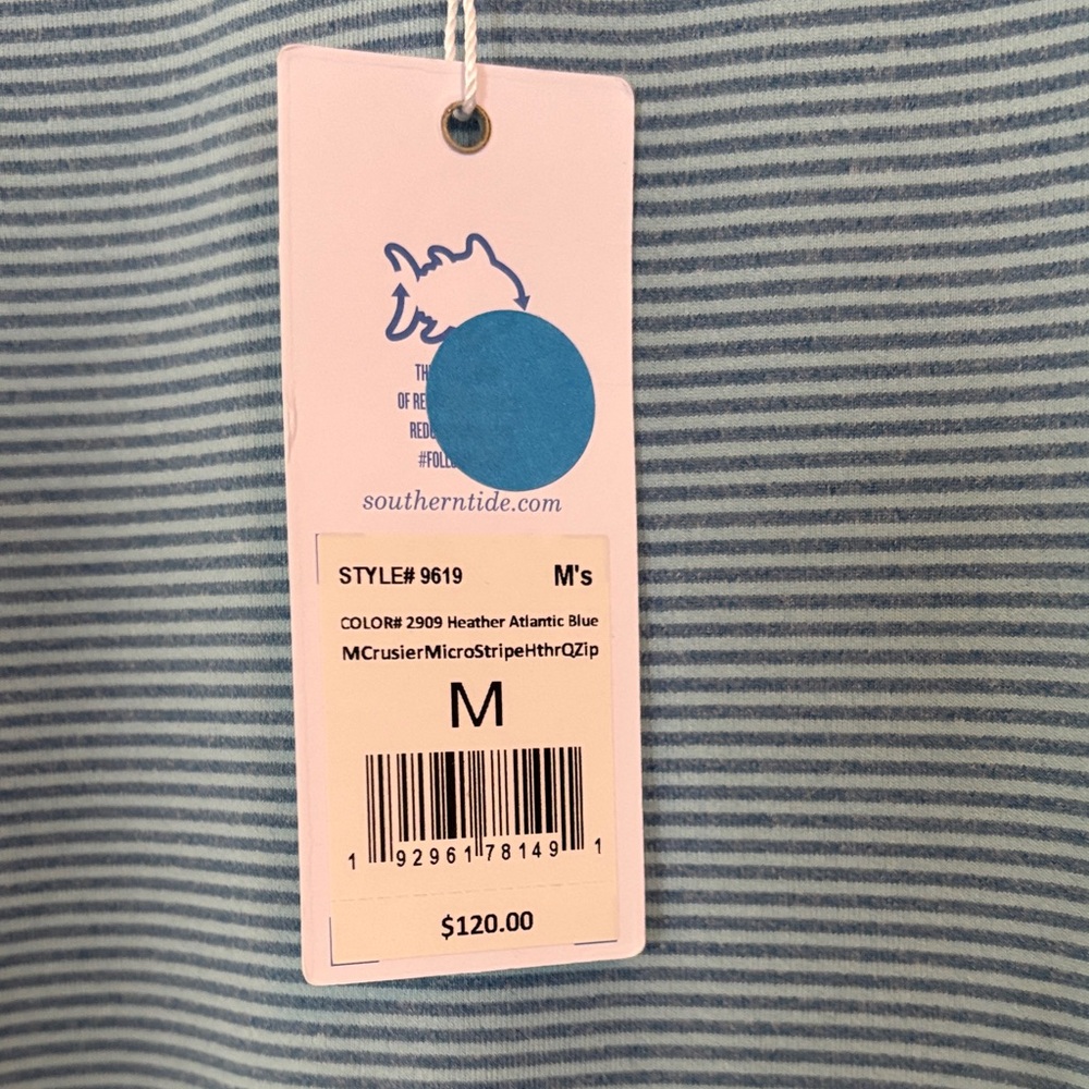 Southern Tide Blue Striped Quarter-Zip Pullover - Picture 2 of 3